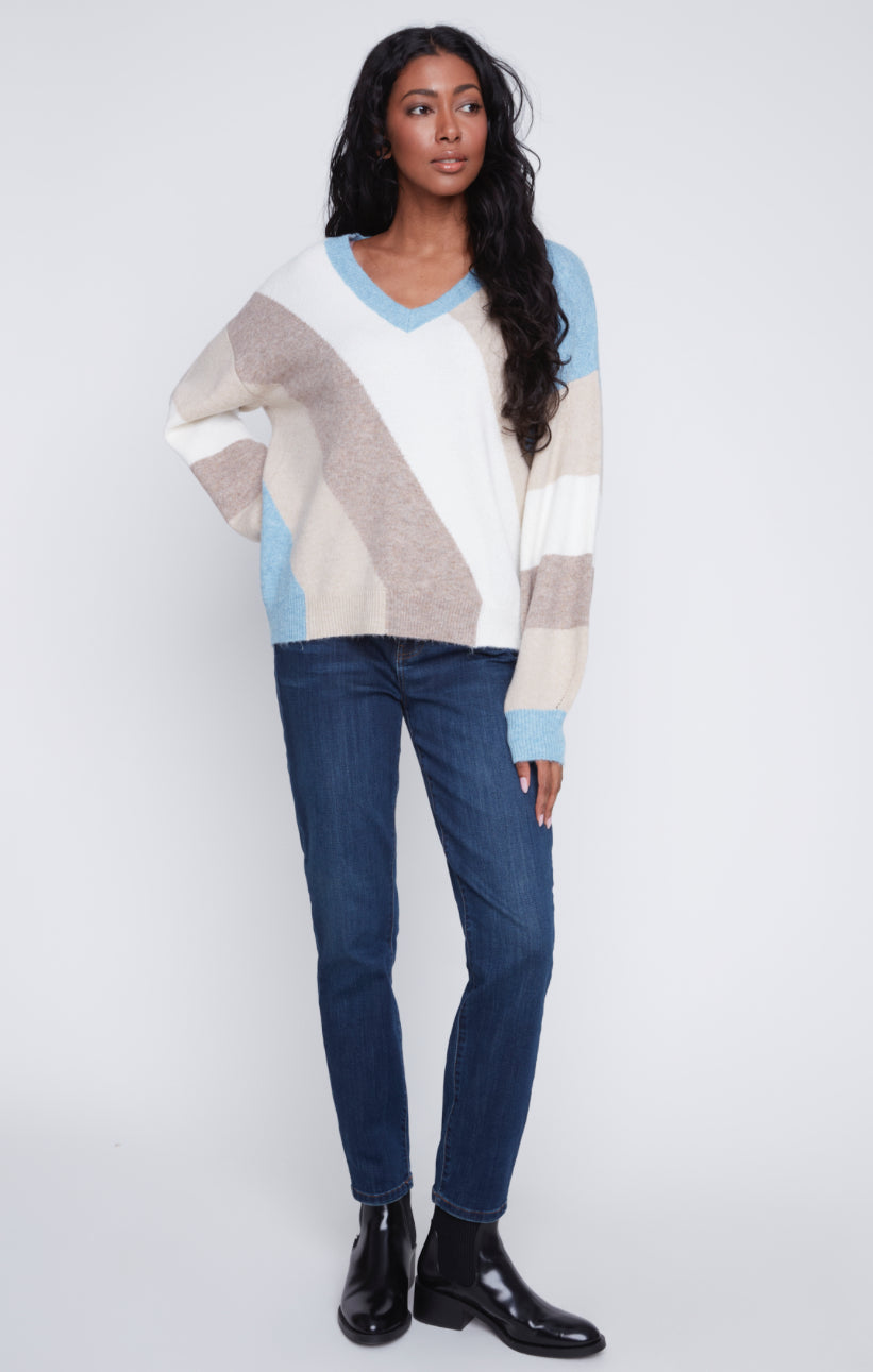 Blue combo knitted sweater