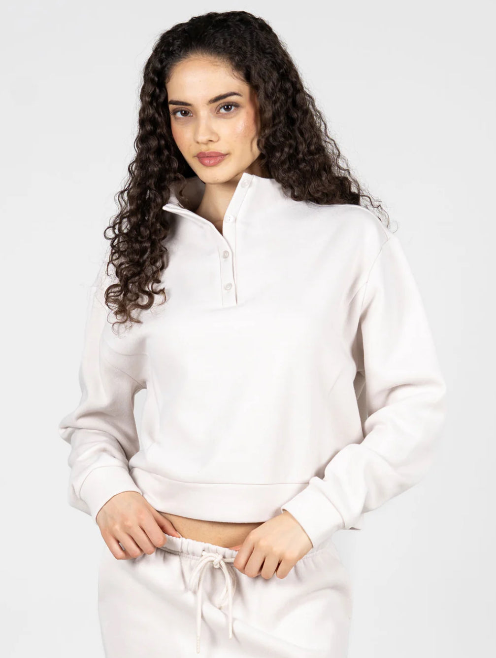 High Neck Button sweatshirt