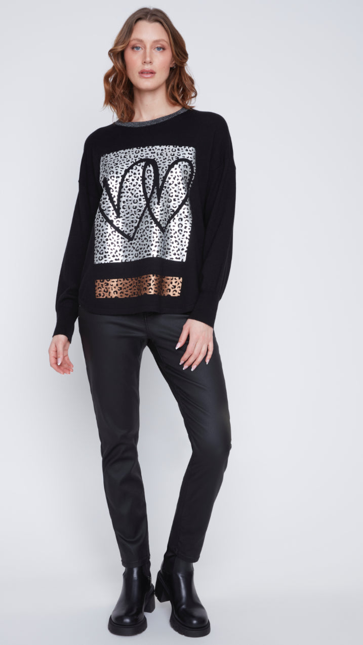Leopard heart sweater