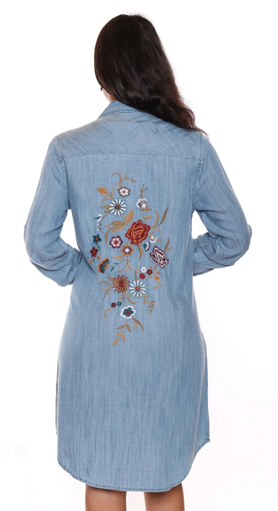 Denim Embroidered Dress