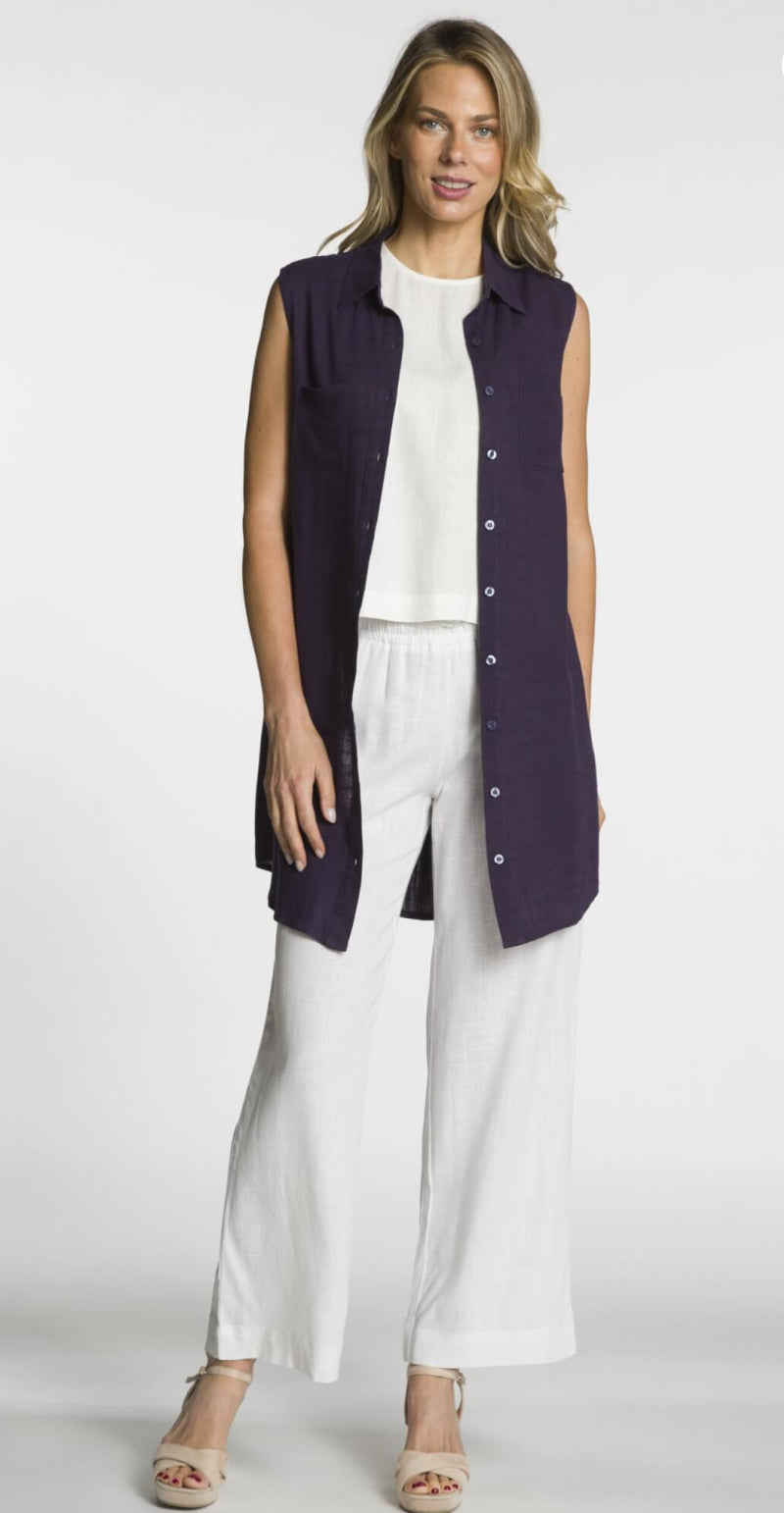 Black cotton/linen button up