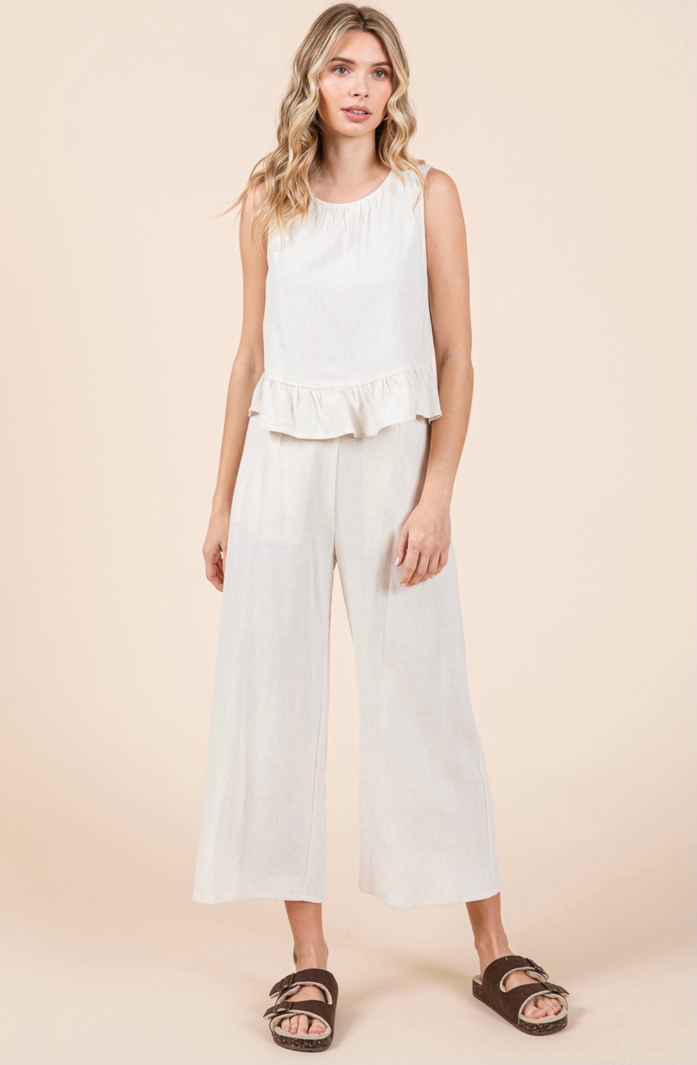 Linen Ruffle Tank & Pants set