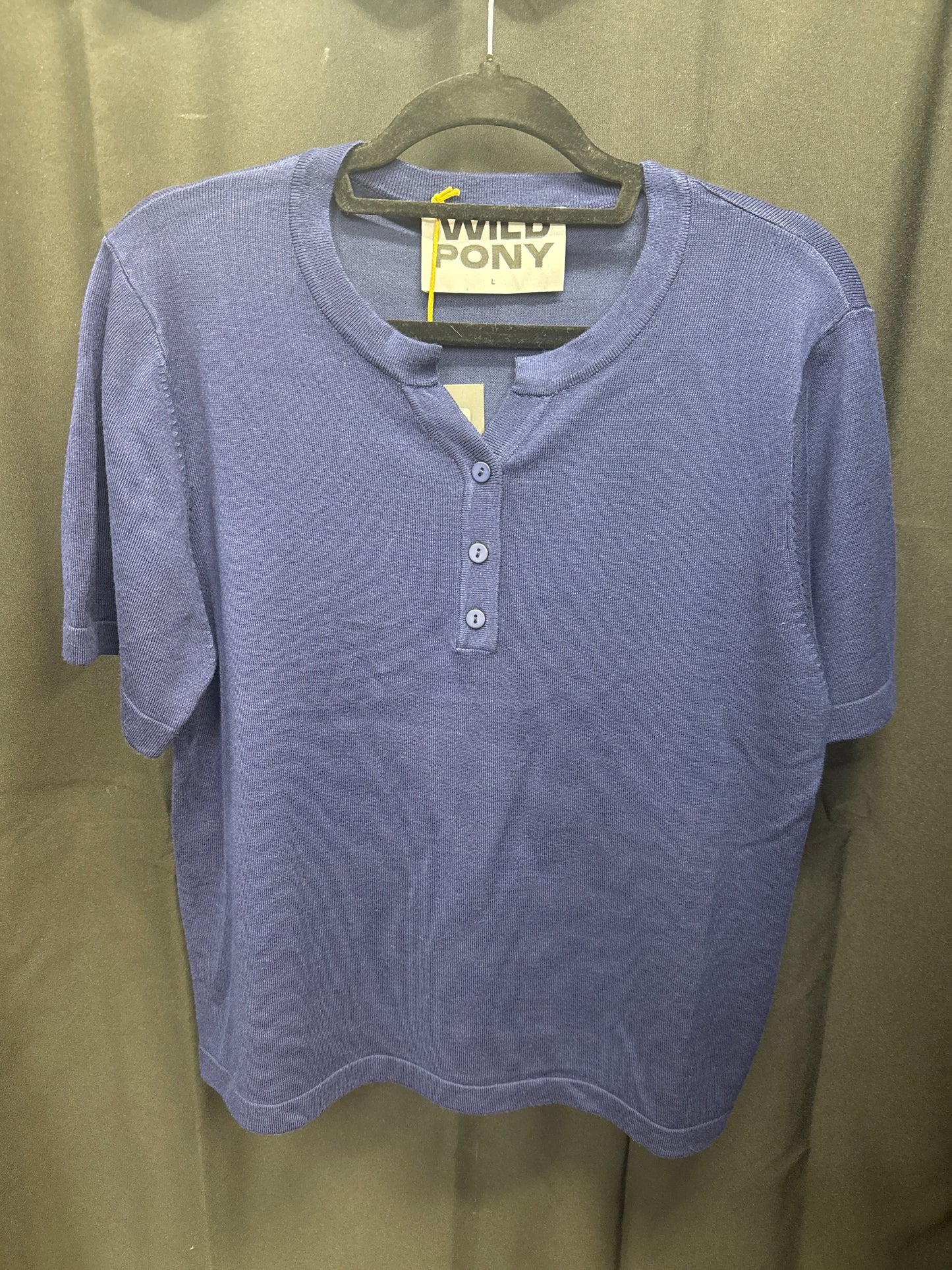Wild Pony Knit Top with Button V neck