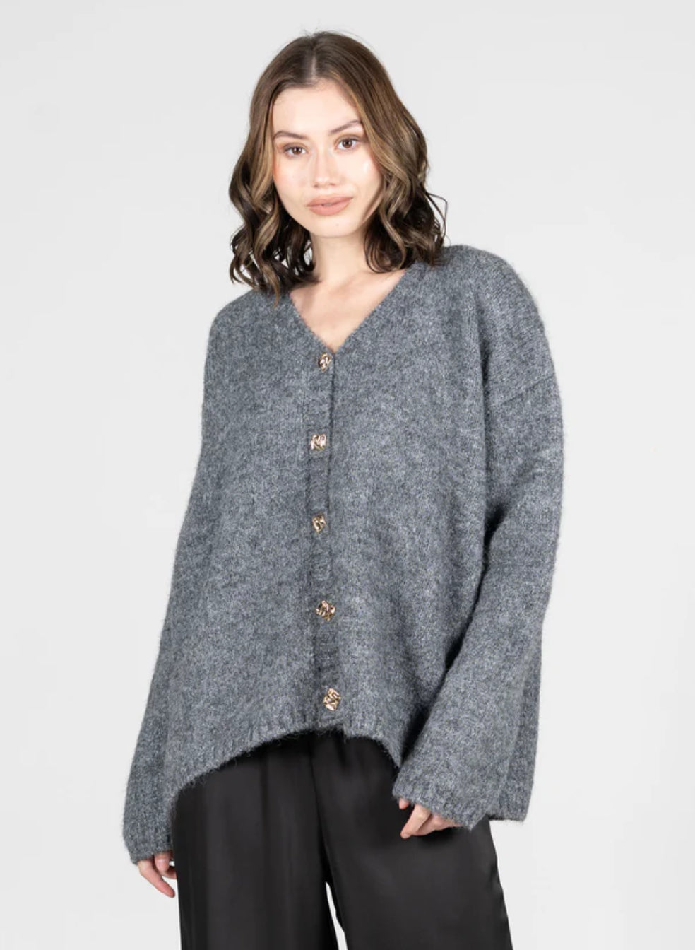 Gold button oversized sweater