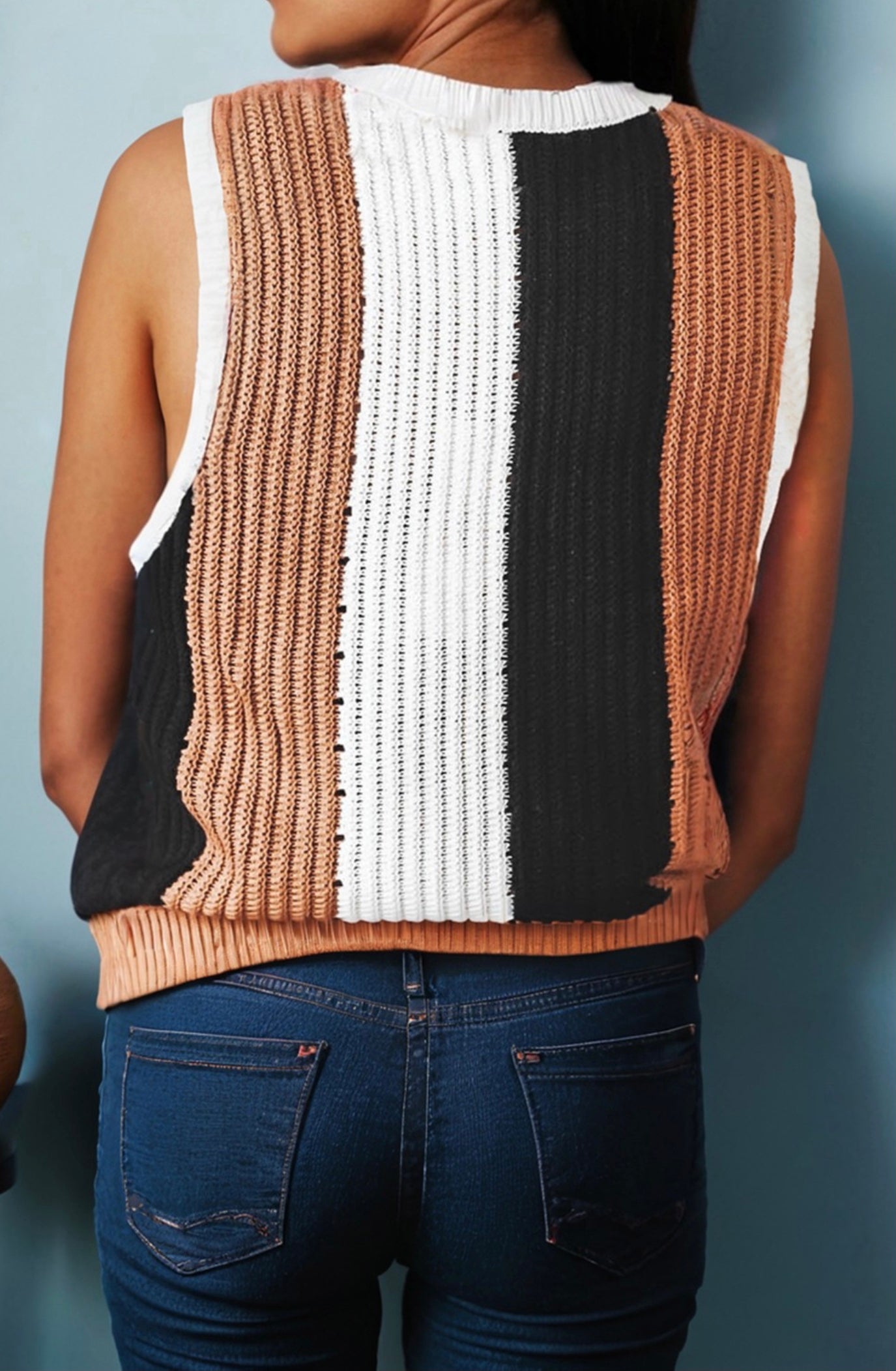 Colour Block Knitted Sweater Vest