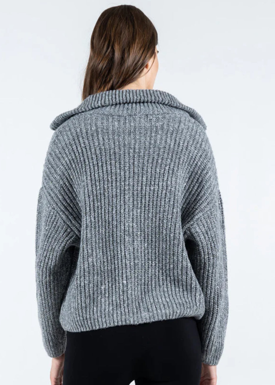 Melange Zip Front Cardigan