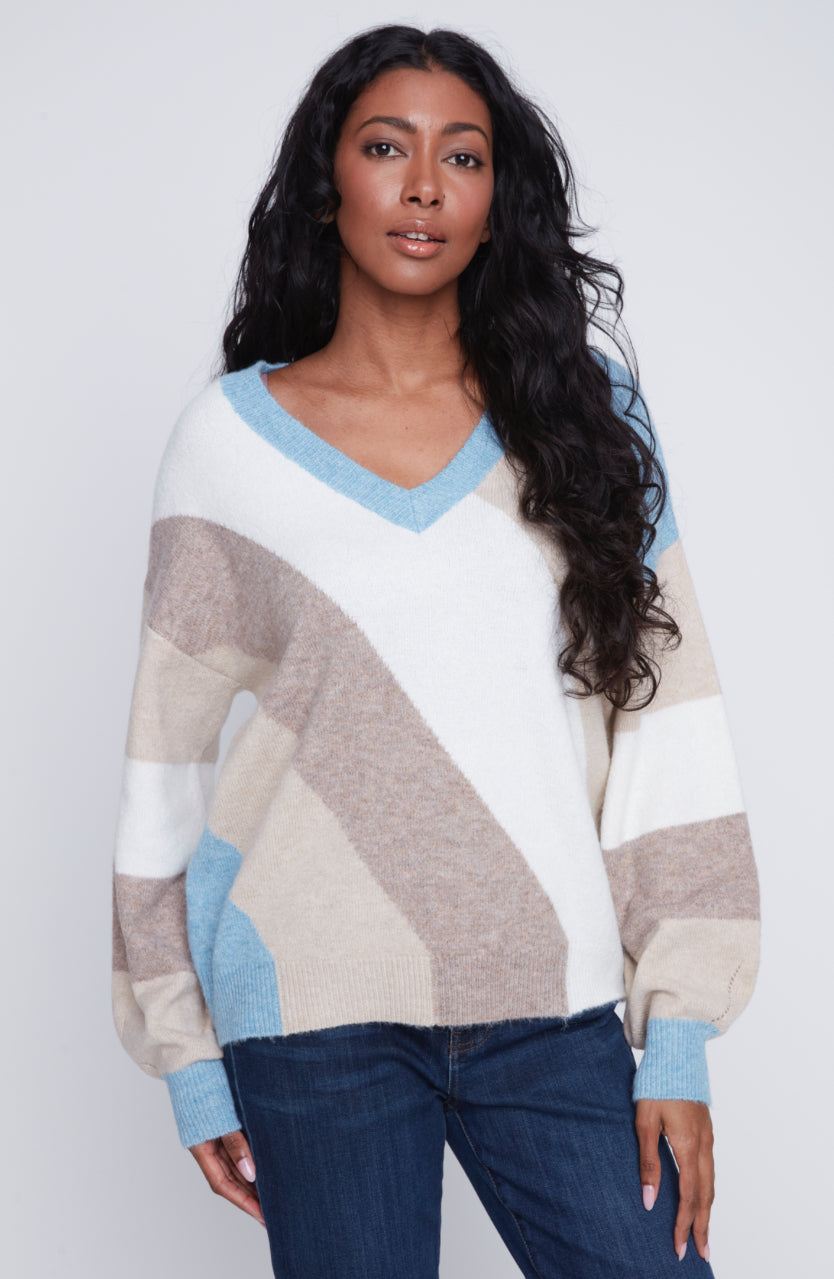 Blue combo knitted sweater
