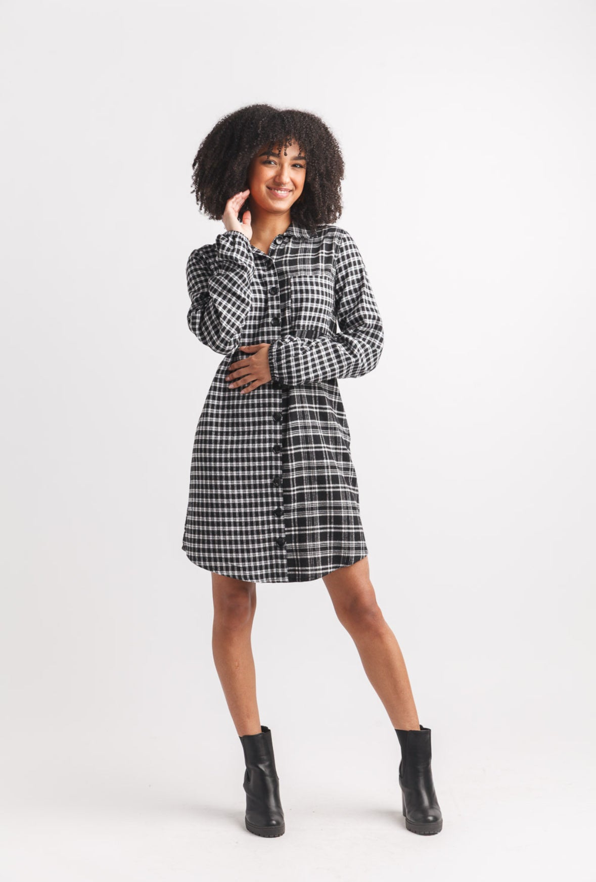 Black Plaid Button up