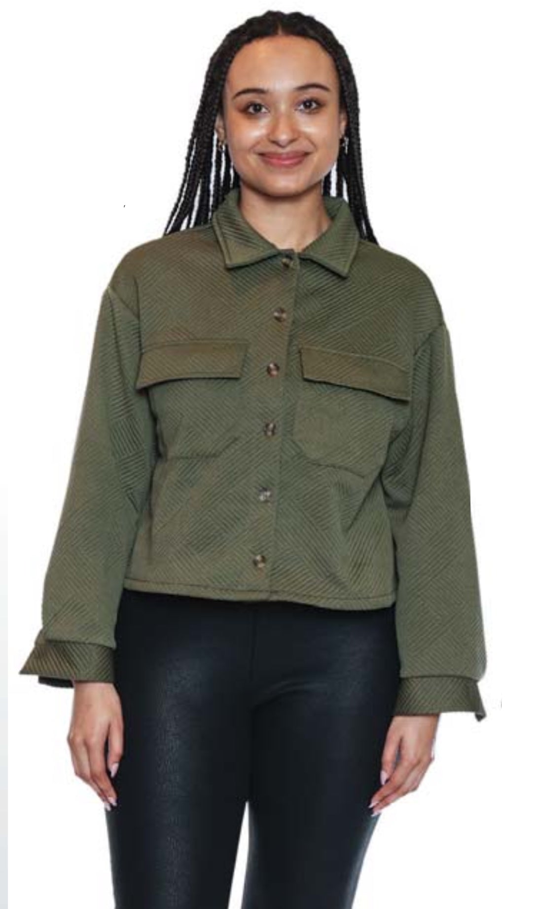 Cropped button coat
