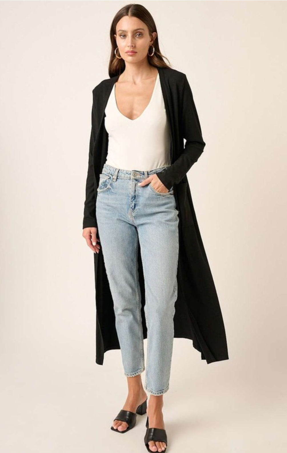 Ribbed knit duster