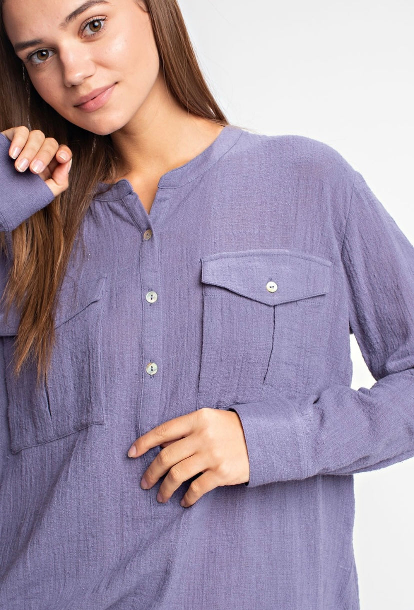 Cotton, 3/4 Button pocket shirt