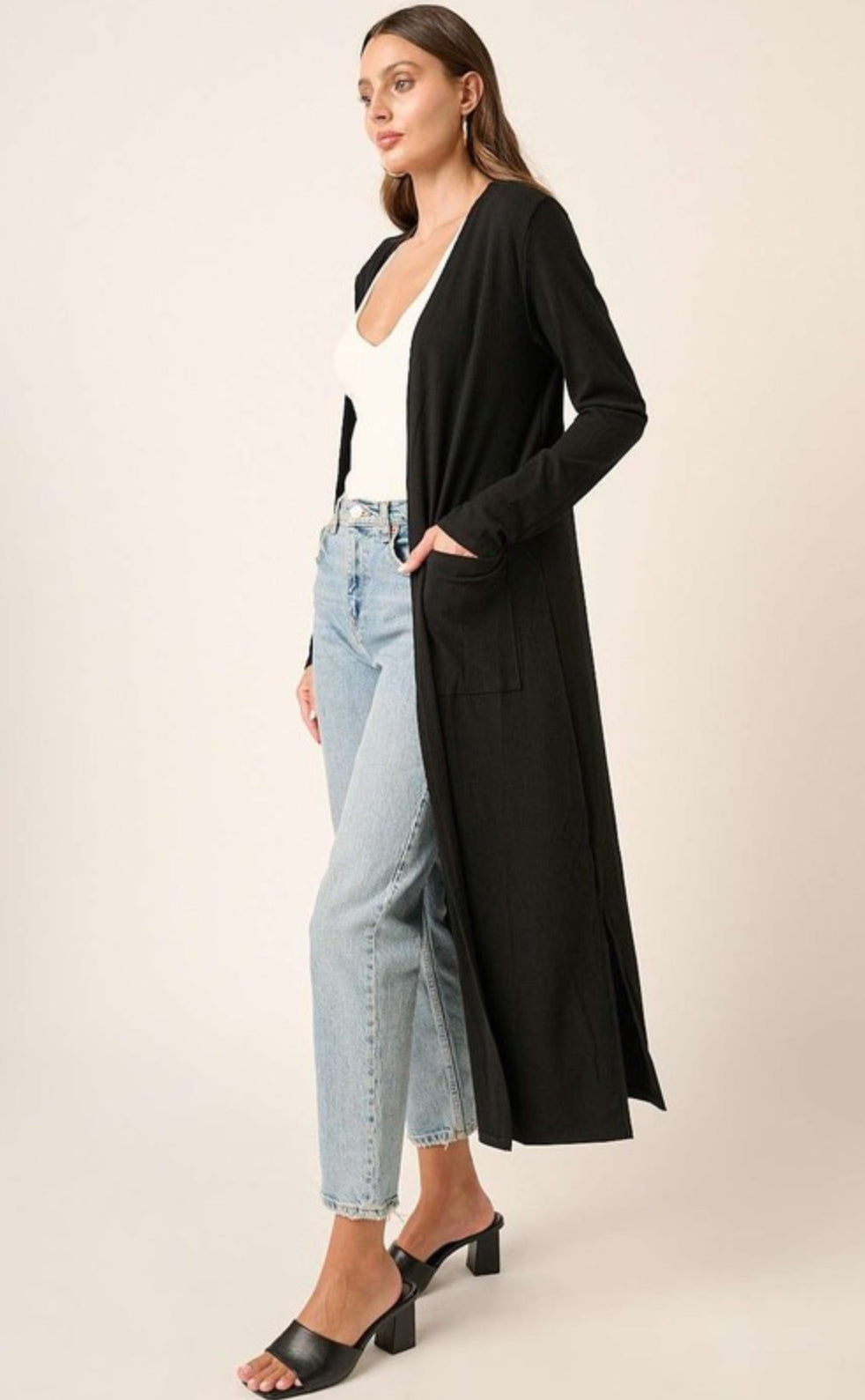 Ribbed knit duster