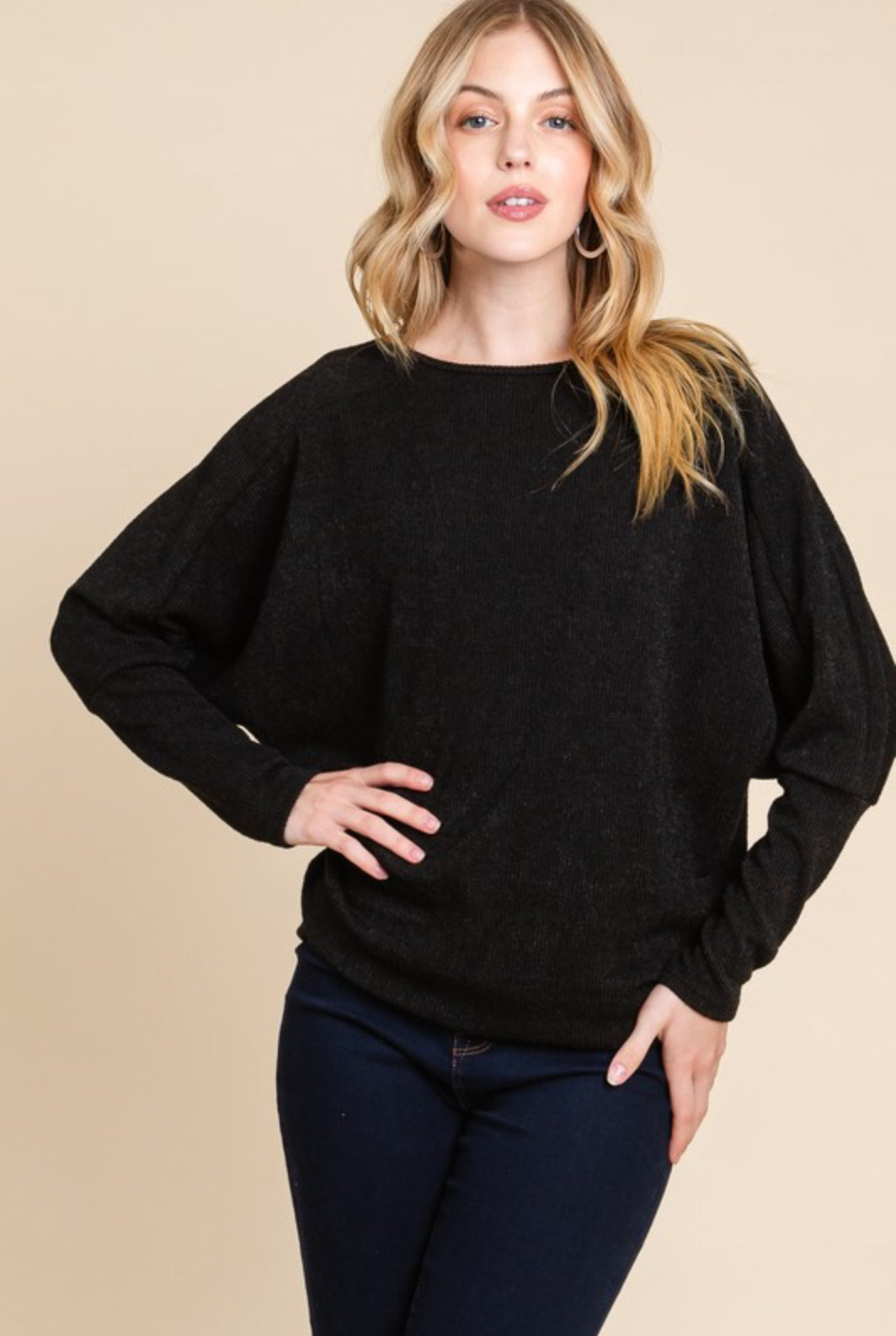Dolman sleeve knit top