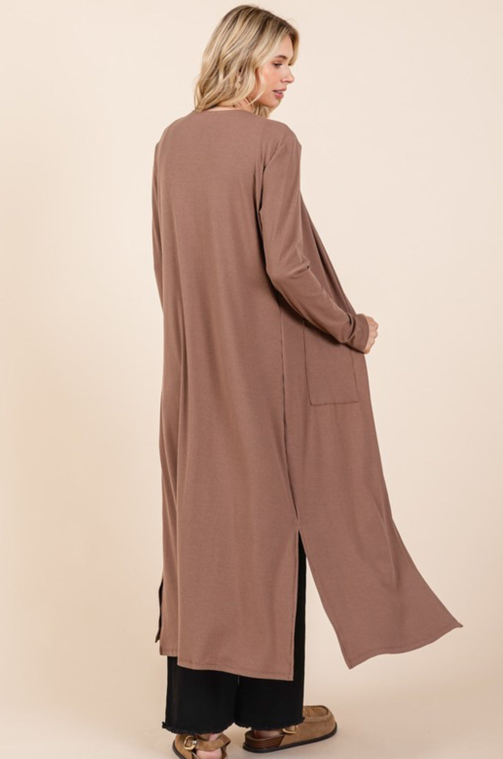 Ribbed knit duster