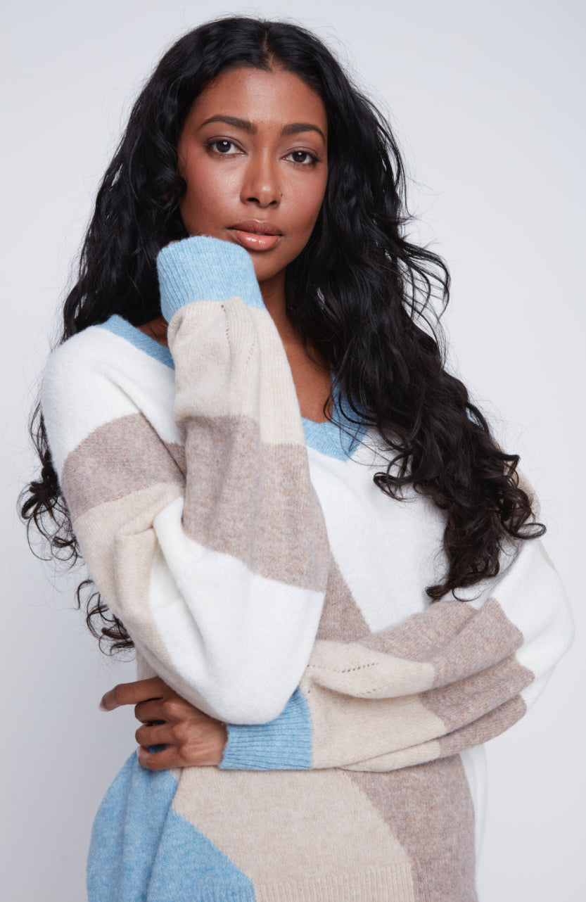 Blue combo knitted sweater