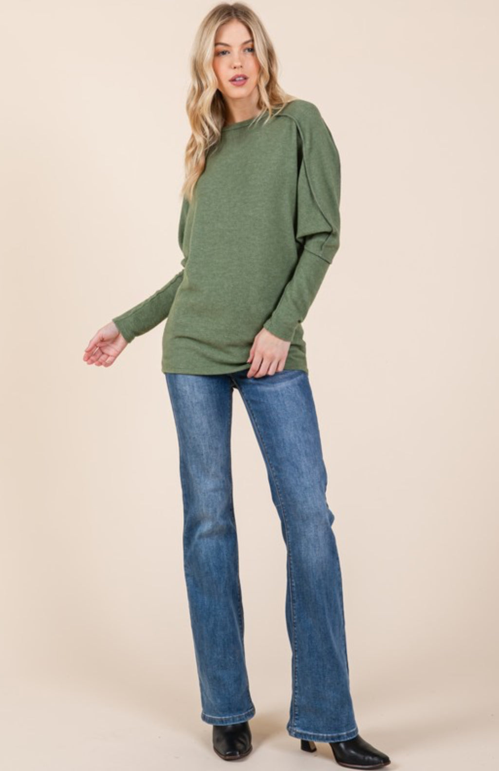 Fleece knit dolman sweater