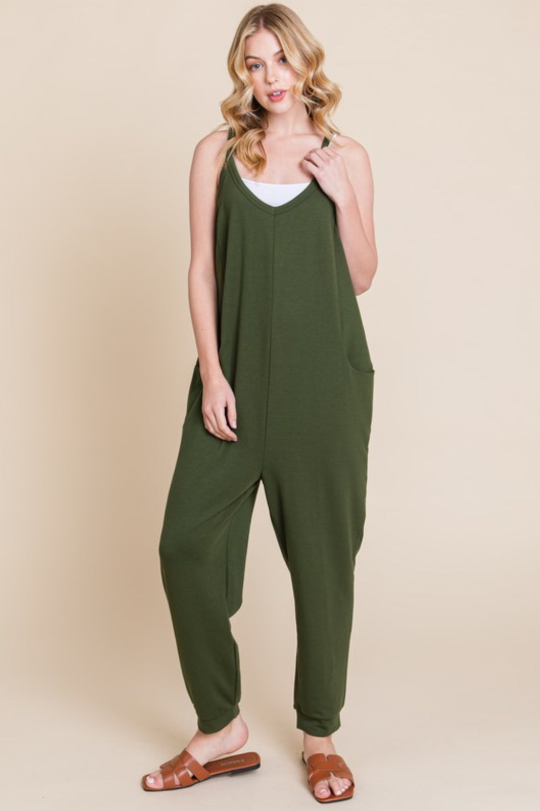 Ankle length cuff jumpsuit