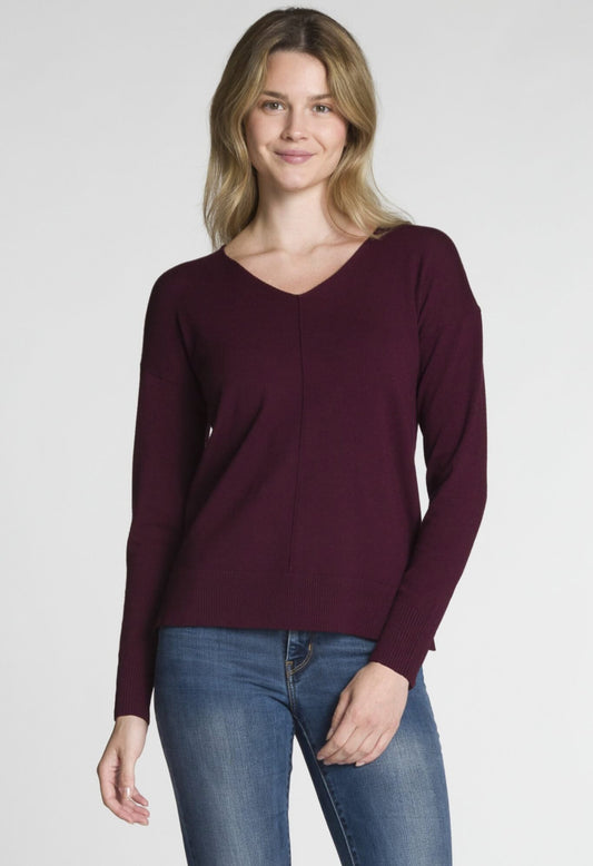 Burgundy “V” neck