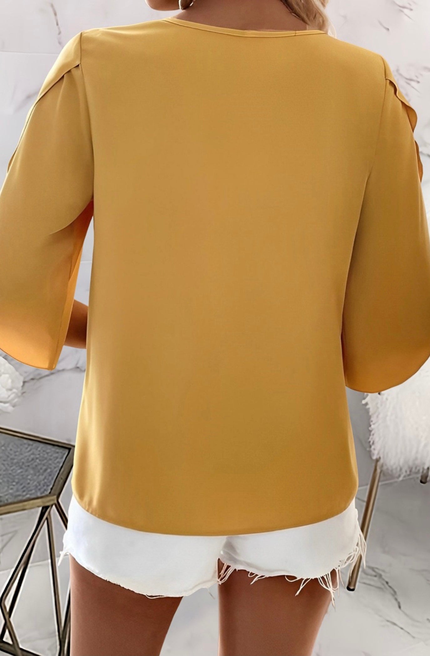 Yellow Asymmetrical Blouse