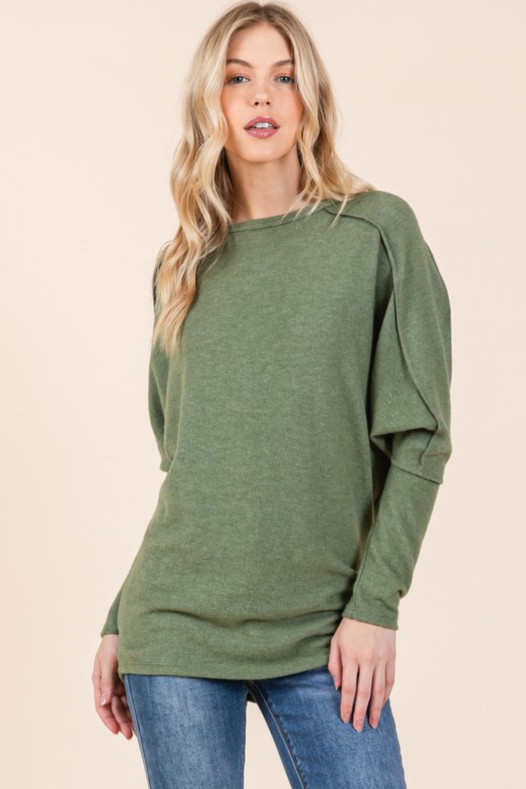 Fleece knit dolman sweater