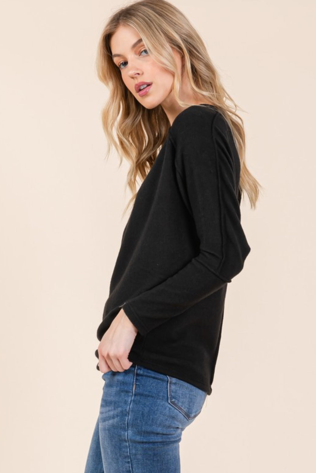 Fleece knit dolman sweater