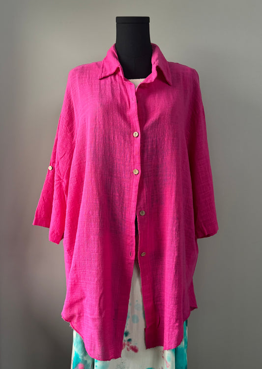 Fuchsia cotton button-down