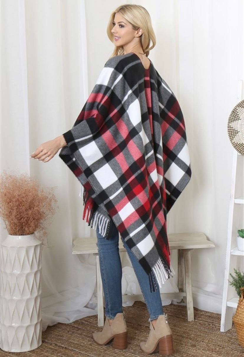 Luxury Soft  Plaid Kimono with fringe