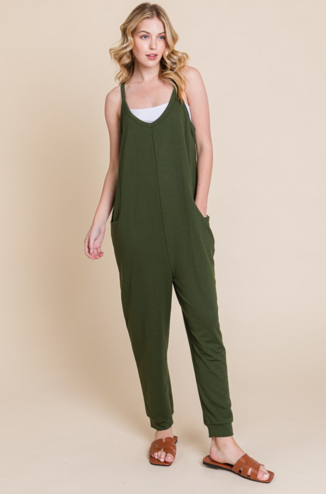 Ankle length cuff jumpsuit