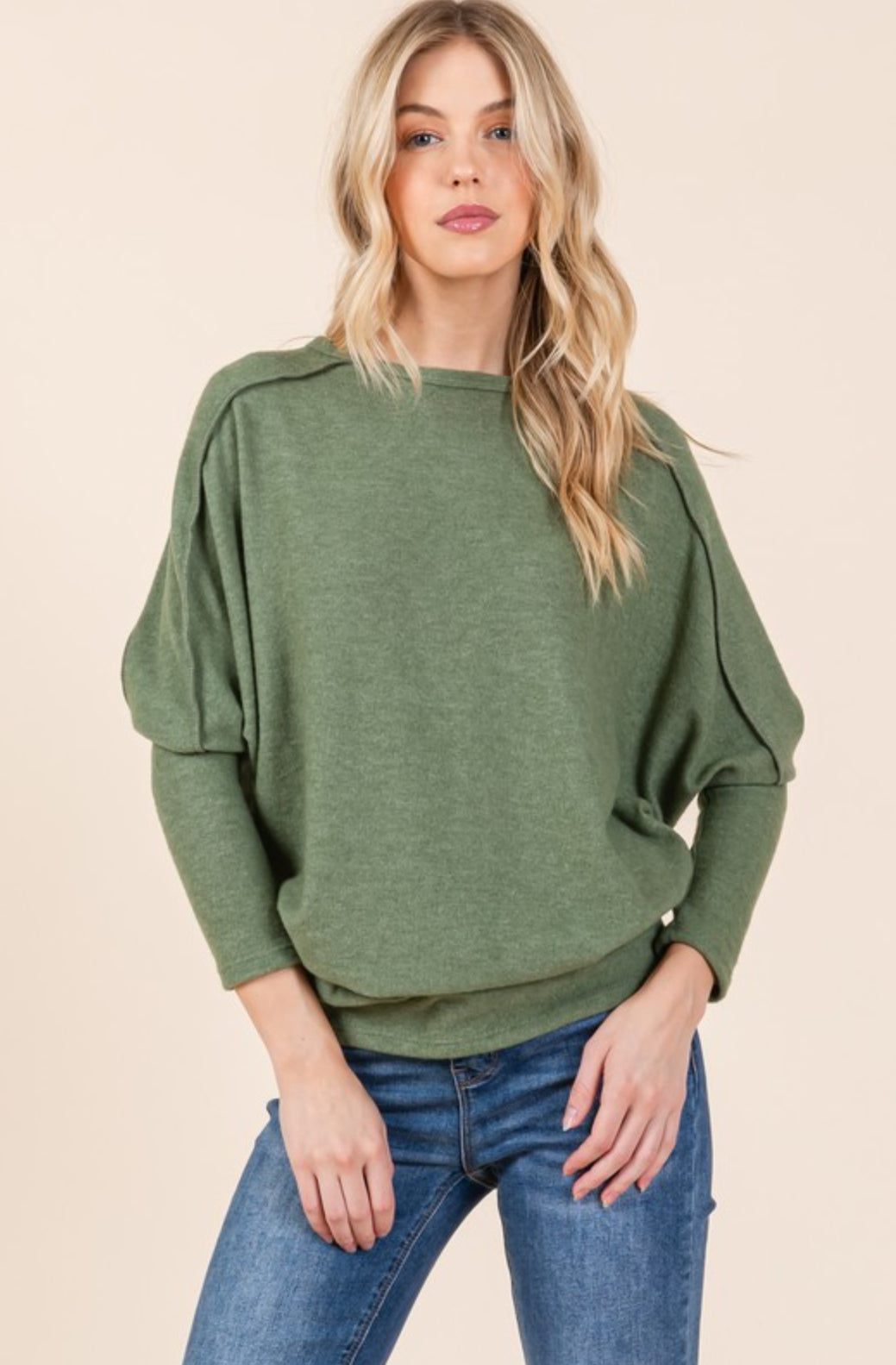 Fleece knit dolman sweater