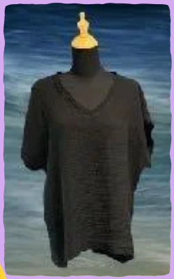 Woven waffle cotton, V-neck