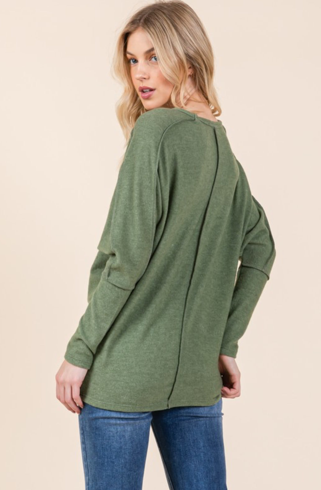 Fleece knit dolman sweater