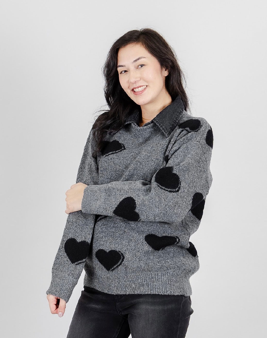 Black Hearts Knit Sweater