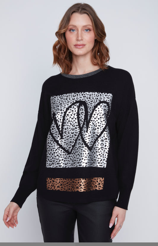 Leopard heart sweater