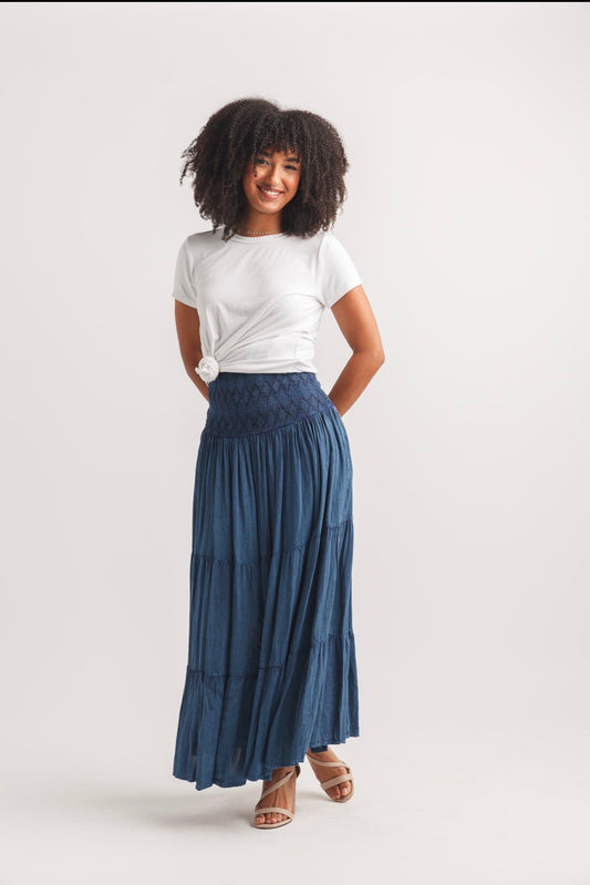 Indigo embroidered Skirt