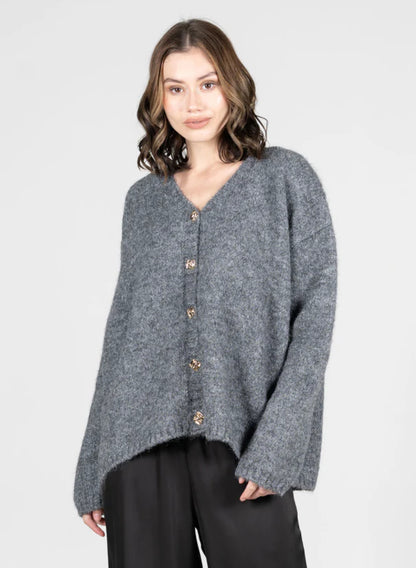 Gold button oversized sweater