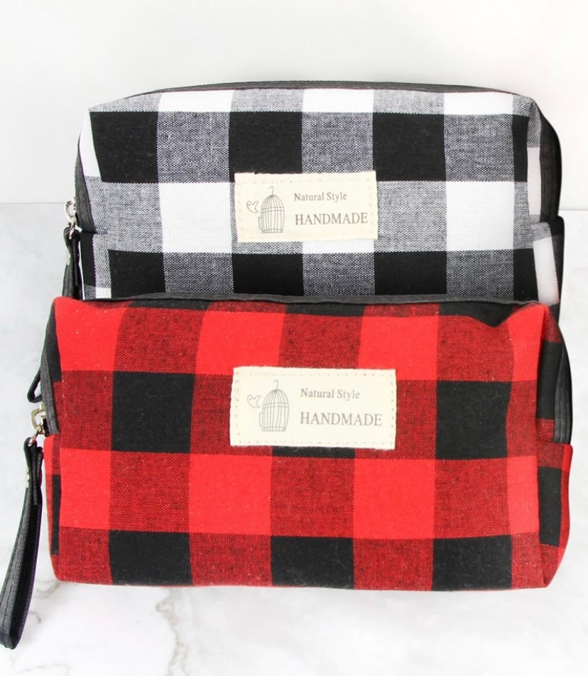 Plaid cosmetic pouch