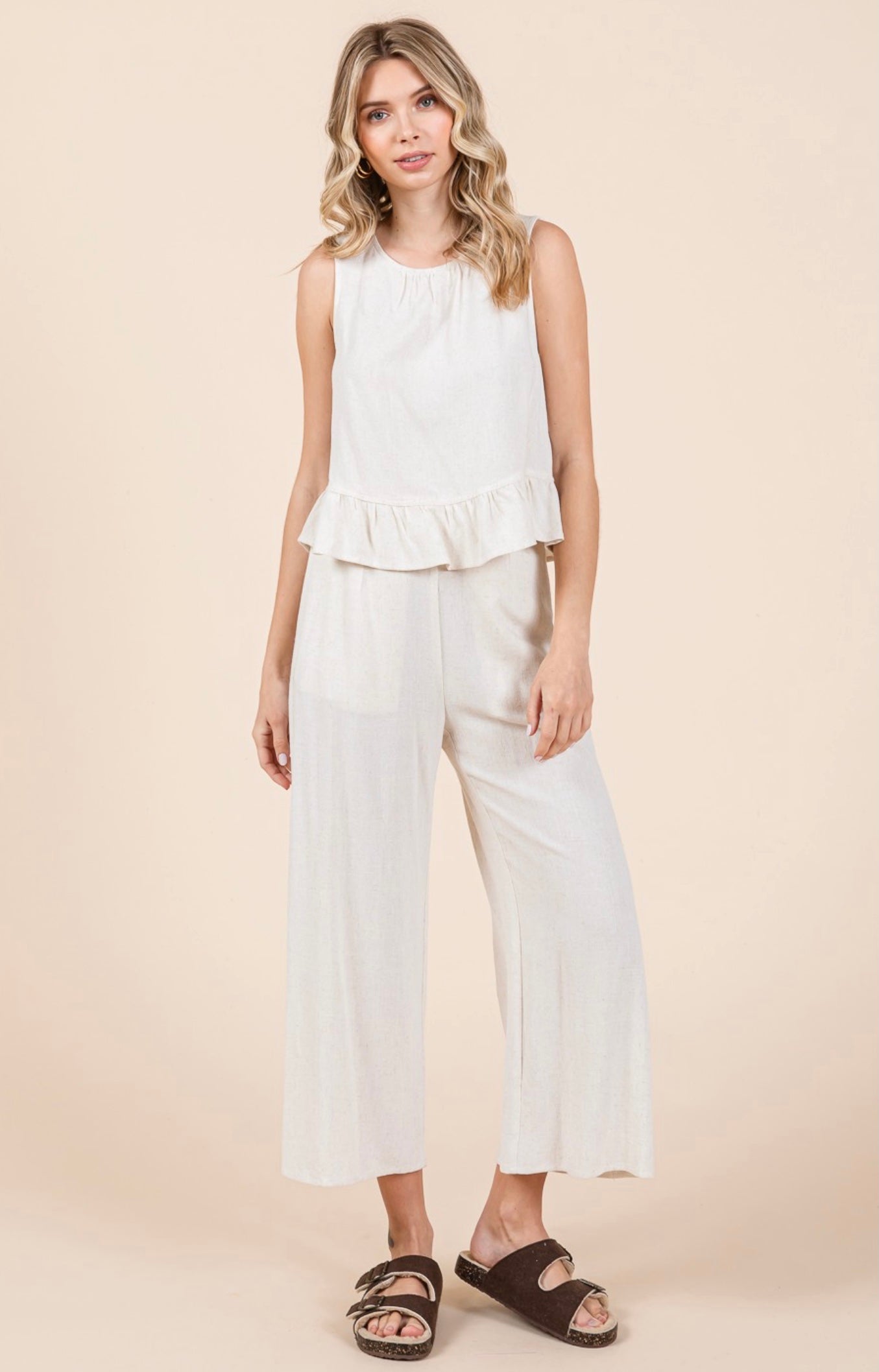 Linen Ruffle Tank & Pants set