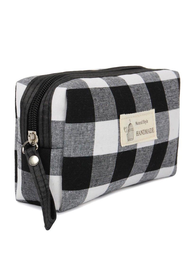 Plaid cosmetic pouch