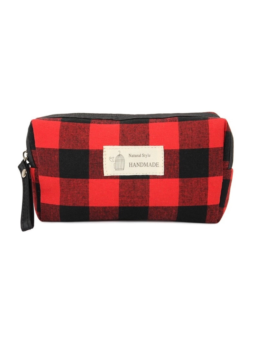 Plaid cosmetic pouch