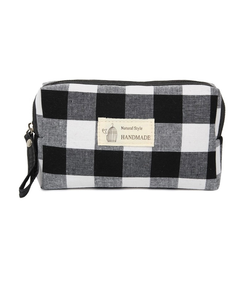 Plaid cosmetic pouch