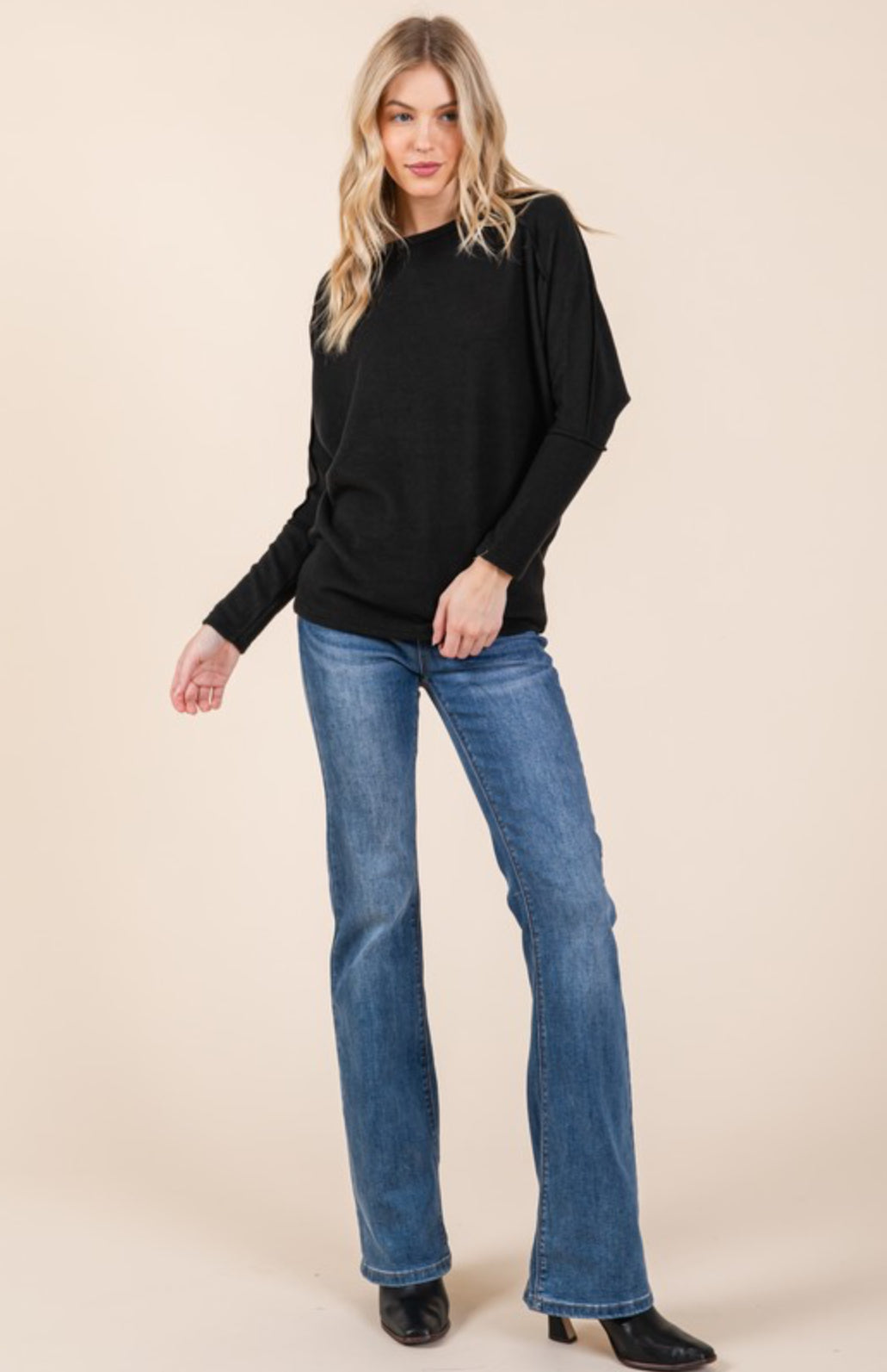 Fleece knit dolman sweater