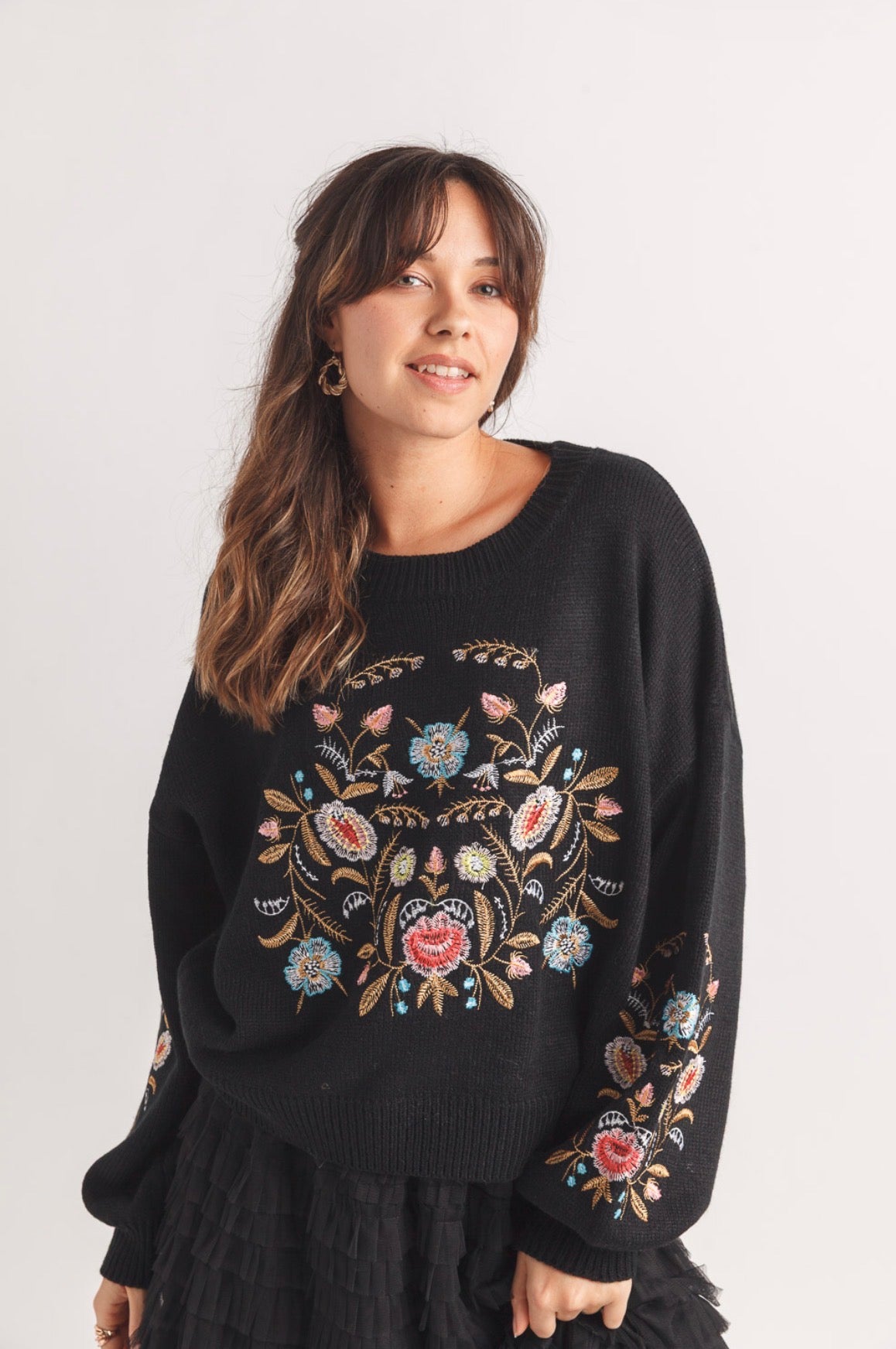 Floral Embroidered Sweater