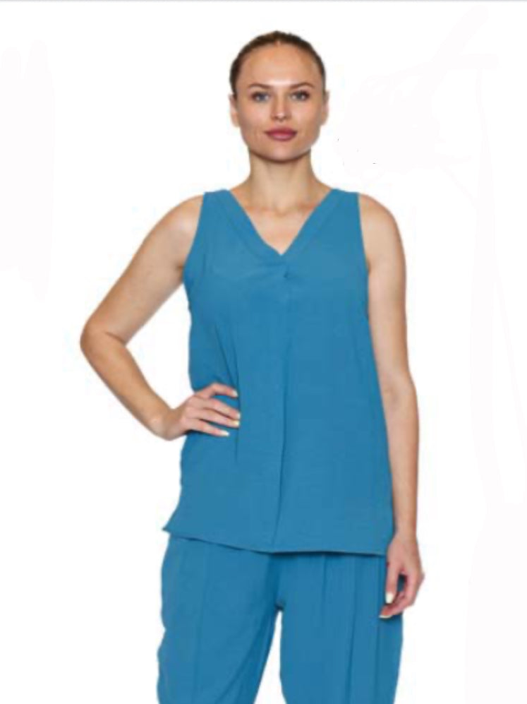 Teal Solid “V” Neck Tank Top