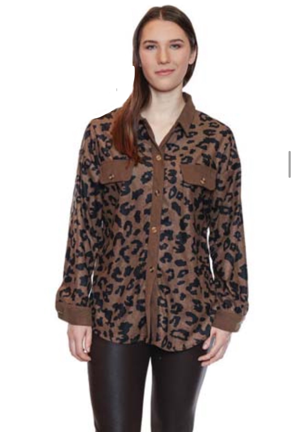 Brown leopard button
