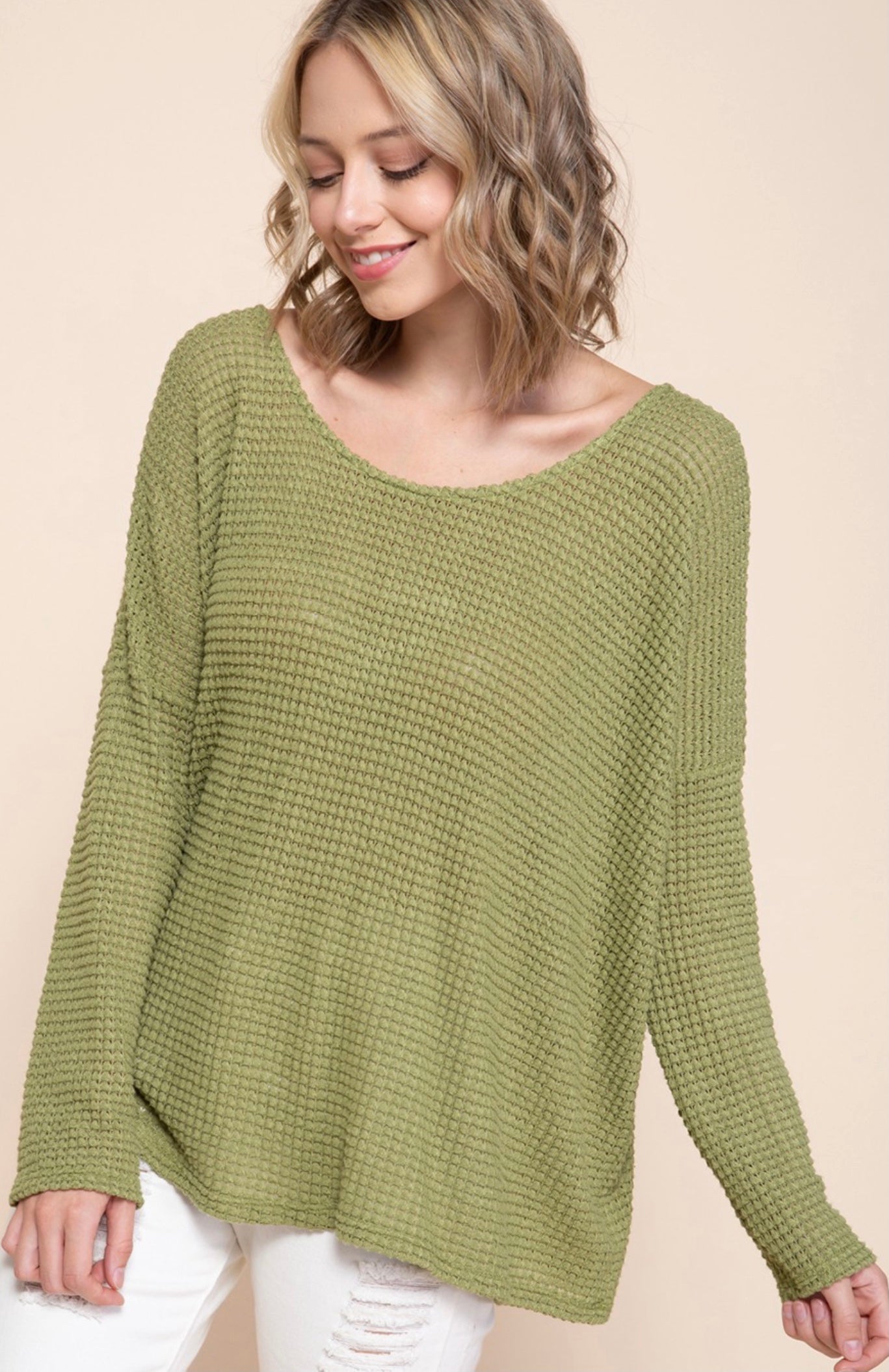 Oversized Waffle Knit Top