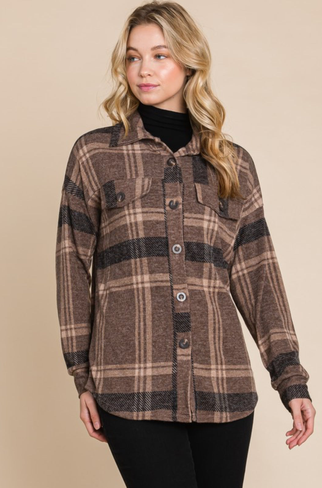 Brown plaid button shirt