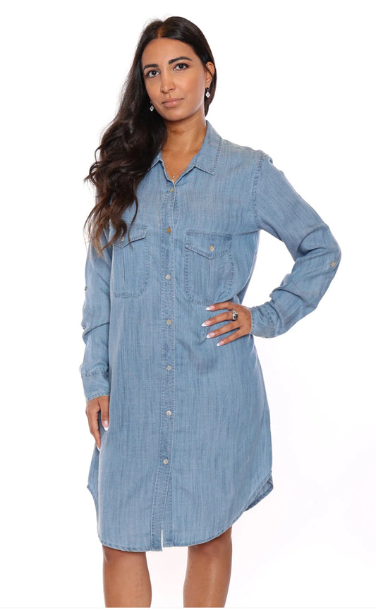 Denim Embroidered Dress