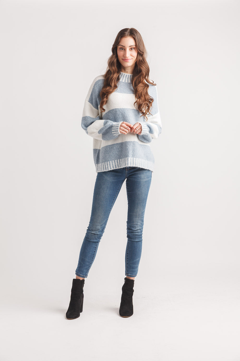 Striped Mock Neck Sweater