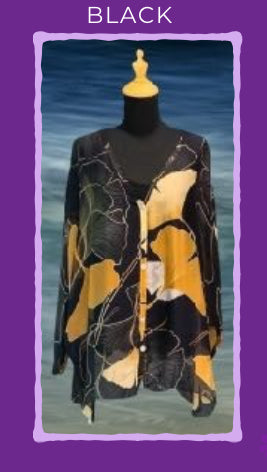 Water lily print silk top