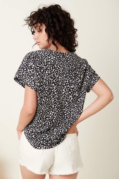 Print V neck top